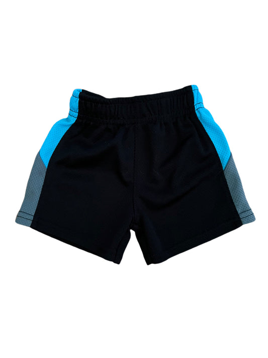 Black gray and teal athletic short, 0-3 months