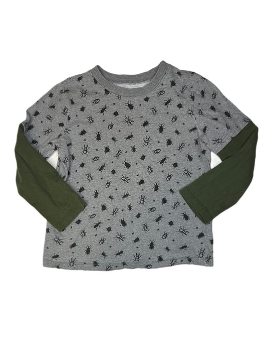 Gray and green insects shirt, 4T