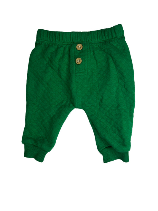 Green quilted pant, 3-6 months