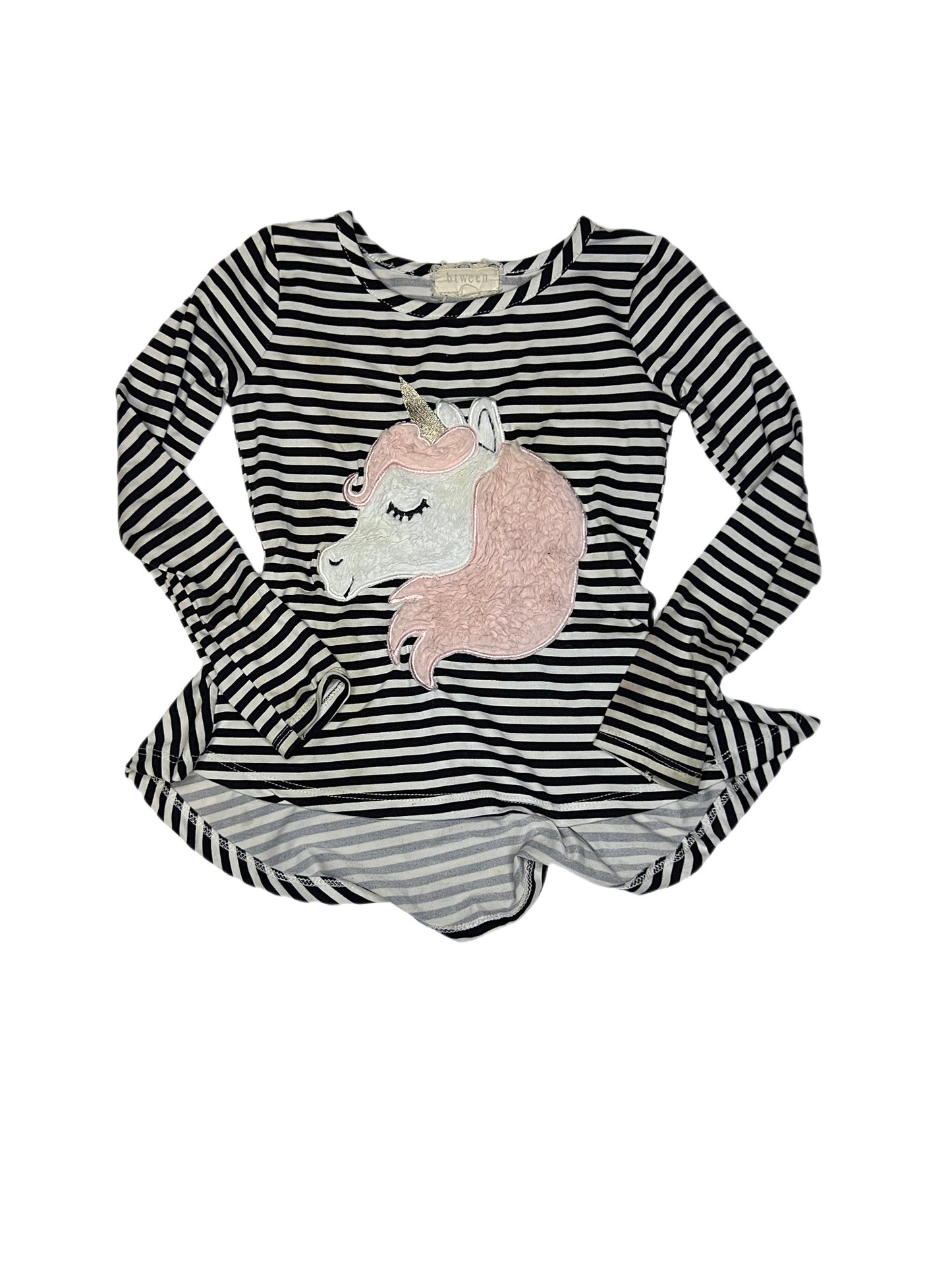 Black and white stripes unicorn shirt, 4