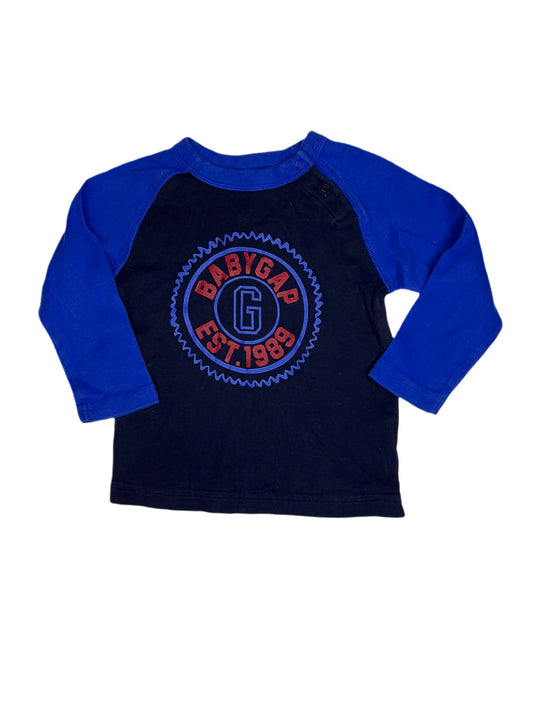 Blue raglan shirt, 12/18 months