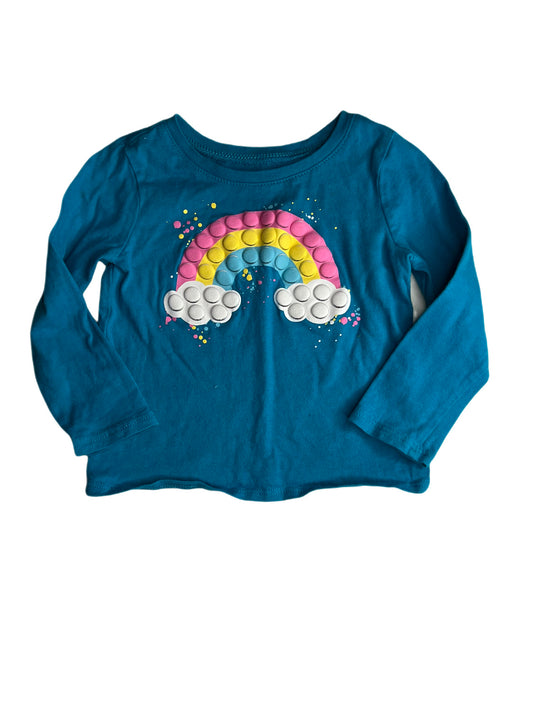 Blue rainbow puff shirt, 12/18 months