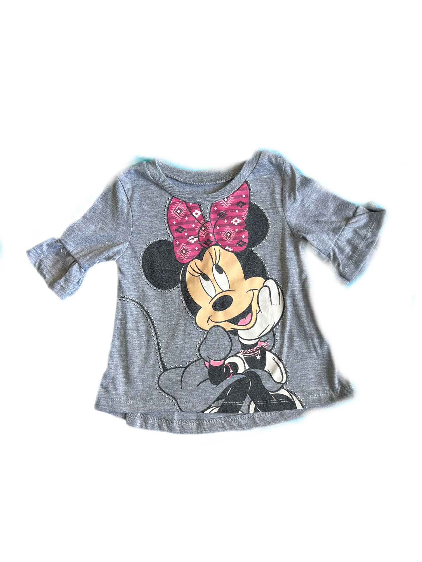 Gray Minnie Mouse 3/4 sleeve, 2T