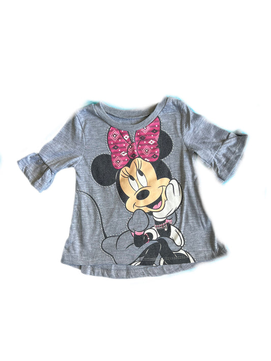 Gray Minnie Mouse 3/4 sleeve, 2T