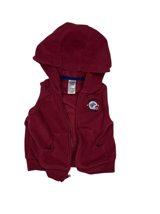 Maroon hooded football vest, 6-9 months