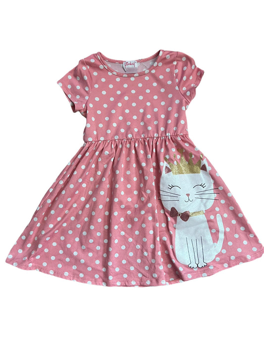 Pink polka dot cat dress, 4