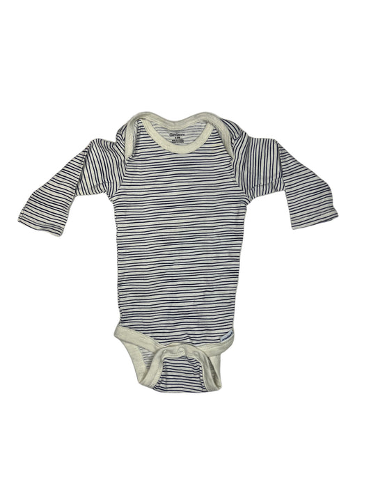 White and blue lines onesie, 3-6 months