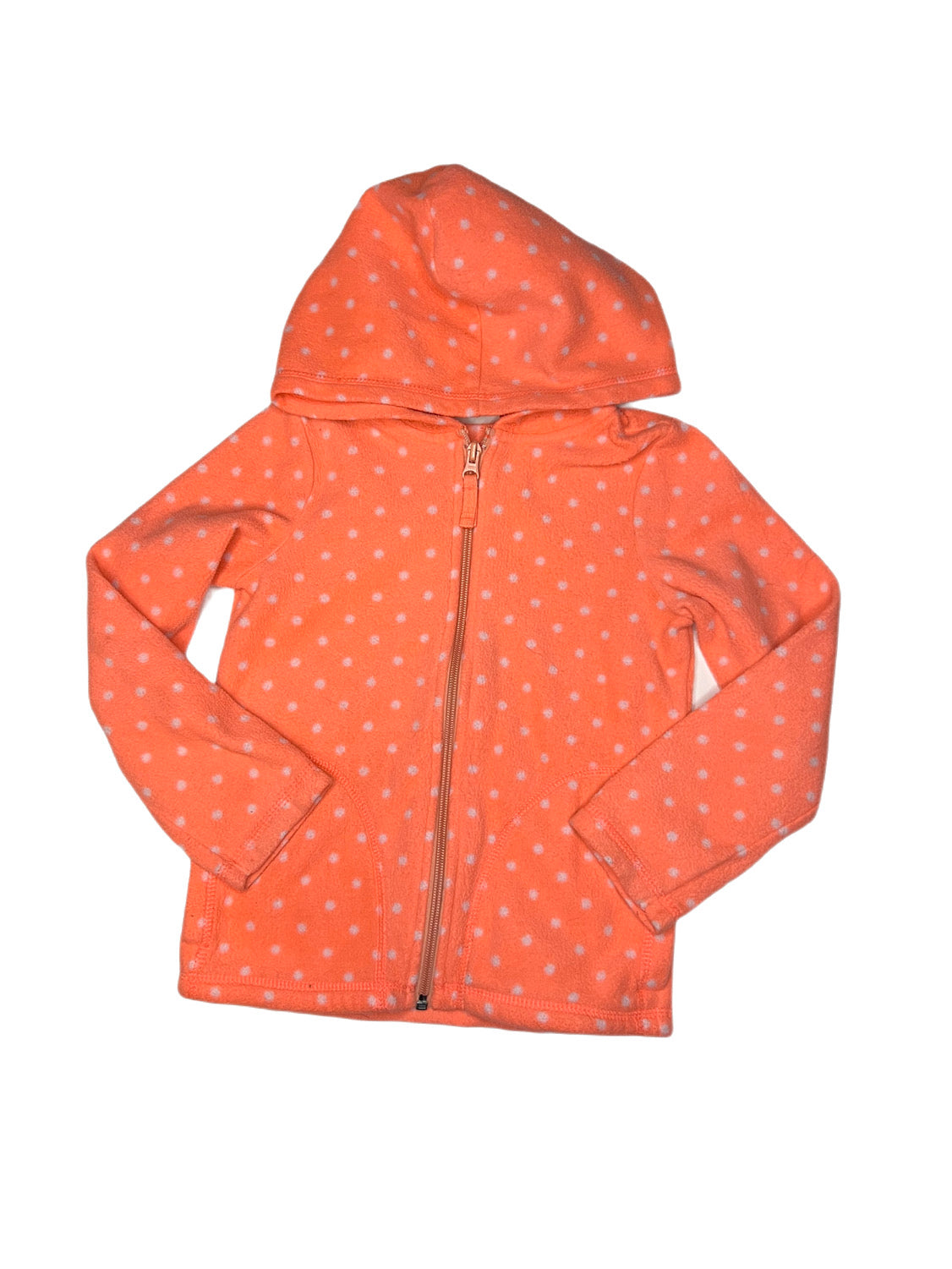 Orange polka dot fleece zip up hoodie, 5/6