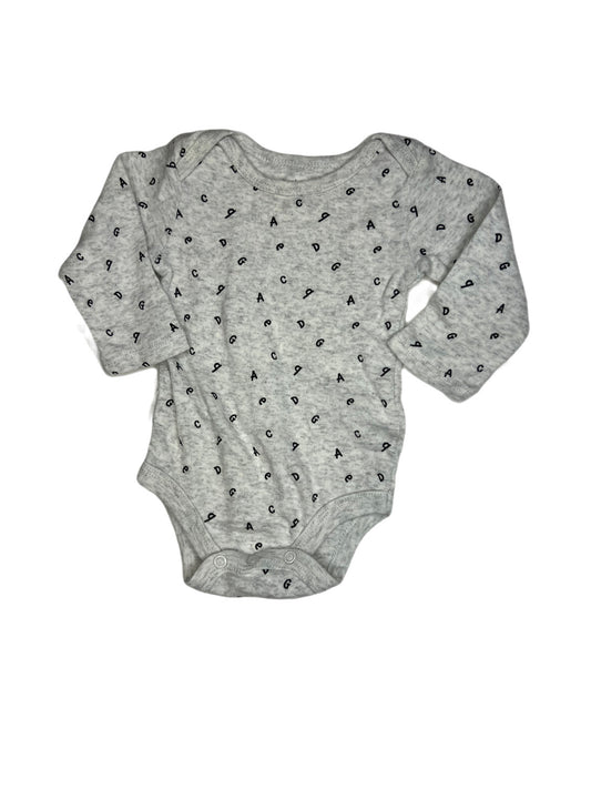 Gray letters onesie, 0-3 months