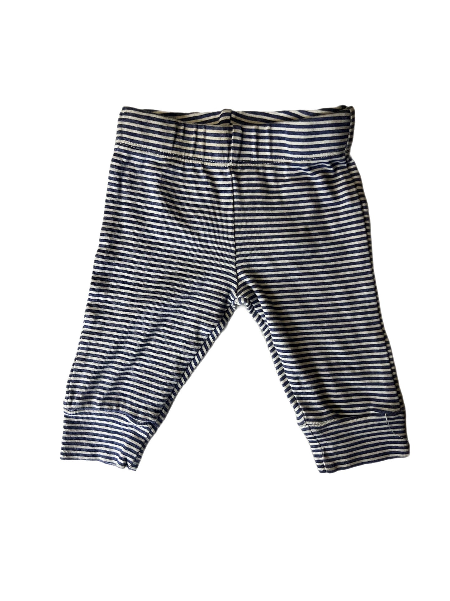 Blue and white striped whale pants, 0-3 months