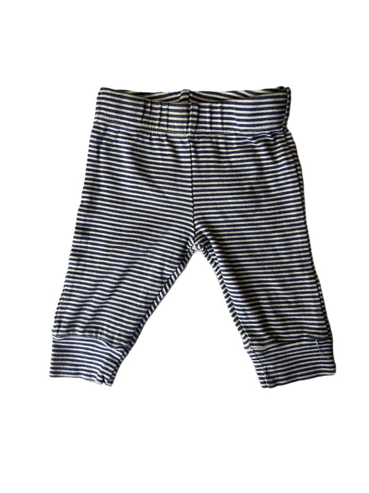 Blue and white striped whale pants, 0-3 months