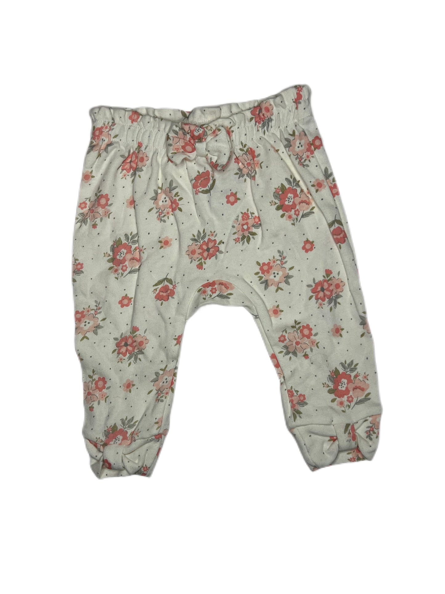 White floral pant, 3-6 months