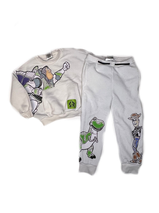 White Toy Story sweat suit set, 3T