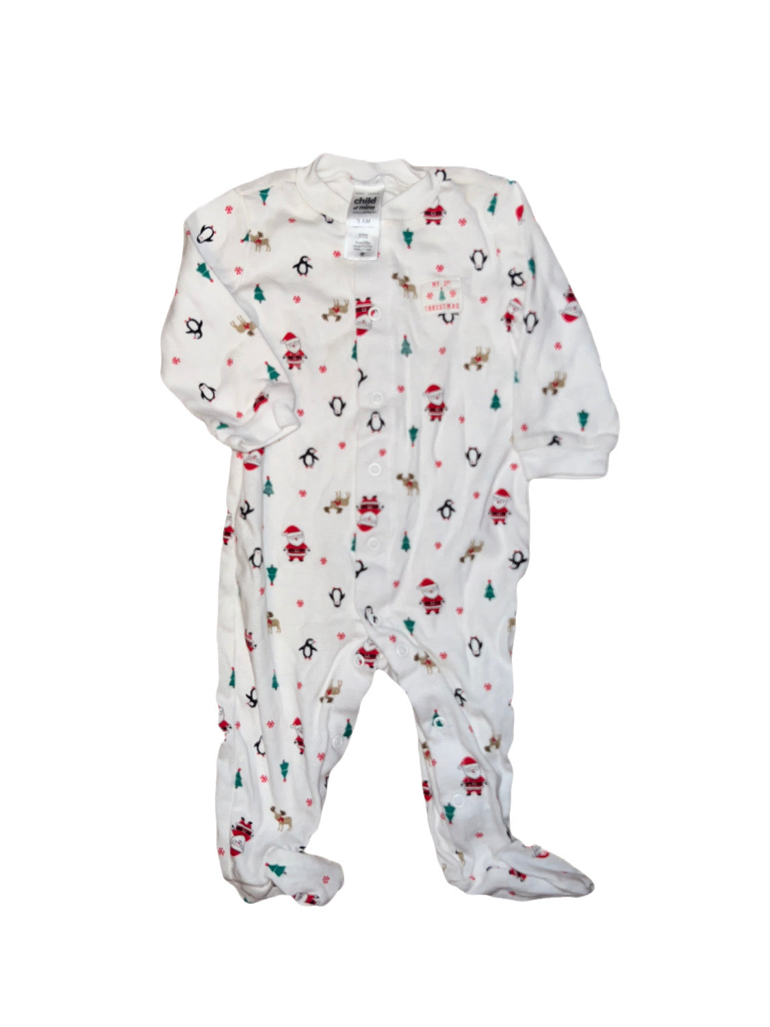 White Christmas button up sleeper, 3-6 months