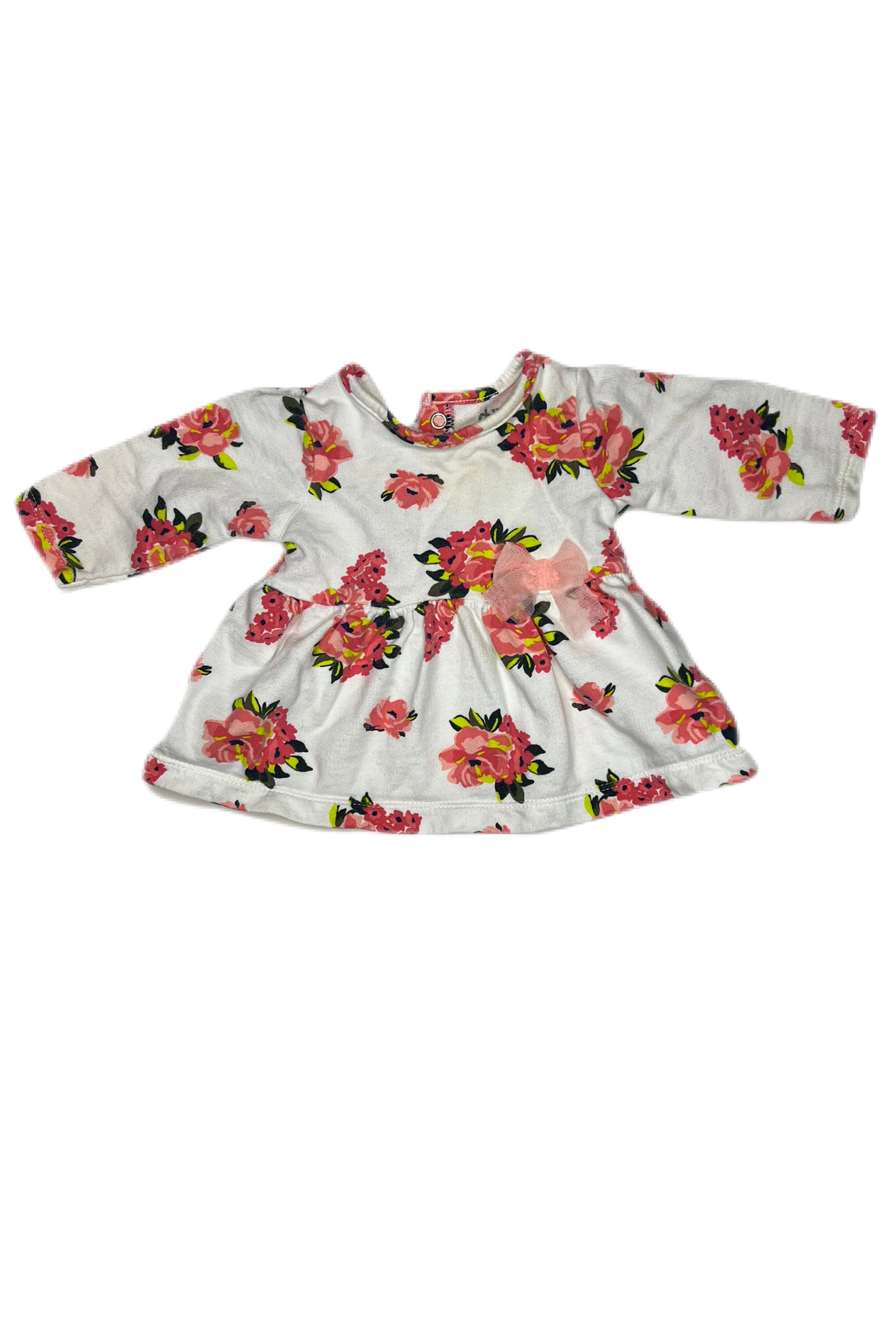 White floral peplum top, 0-3 months