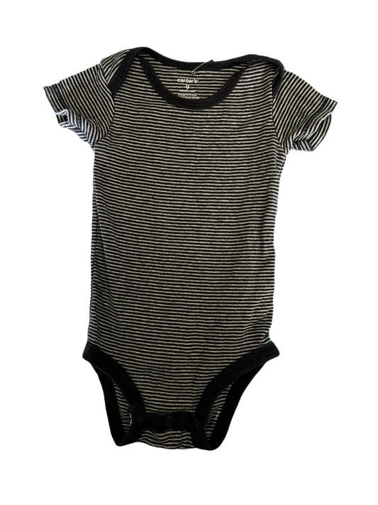 Dark and light gray striped onesie, 9 months