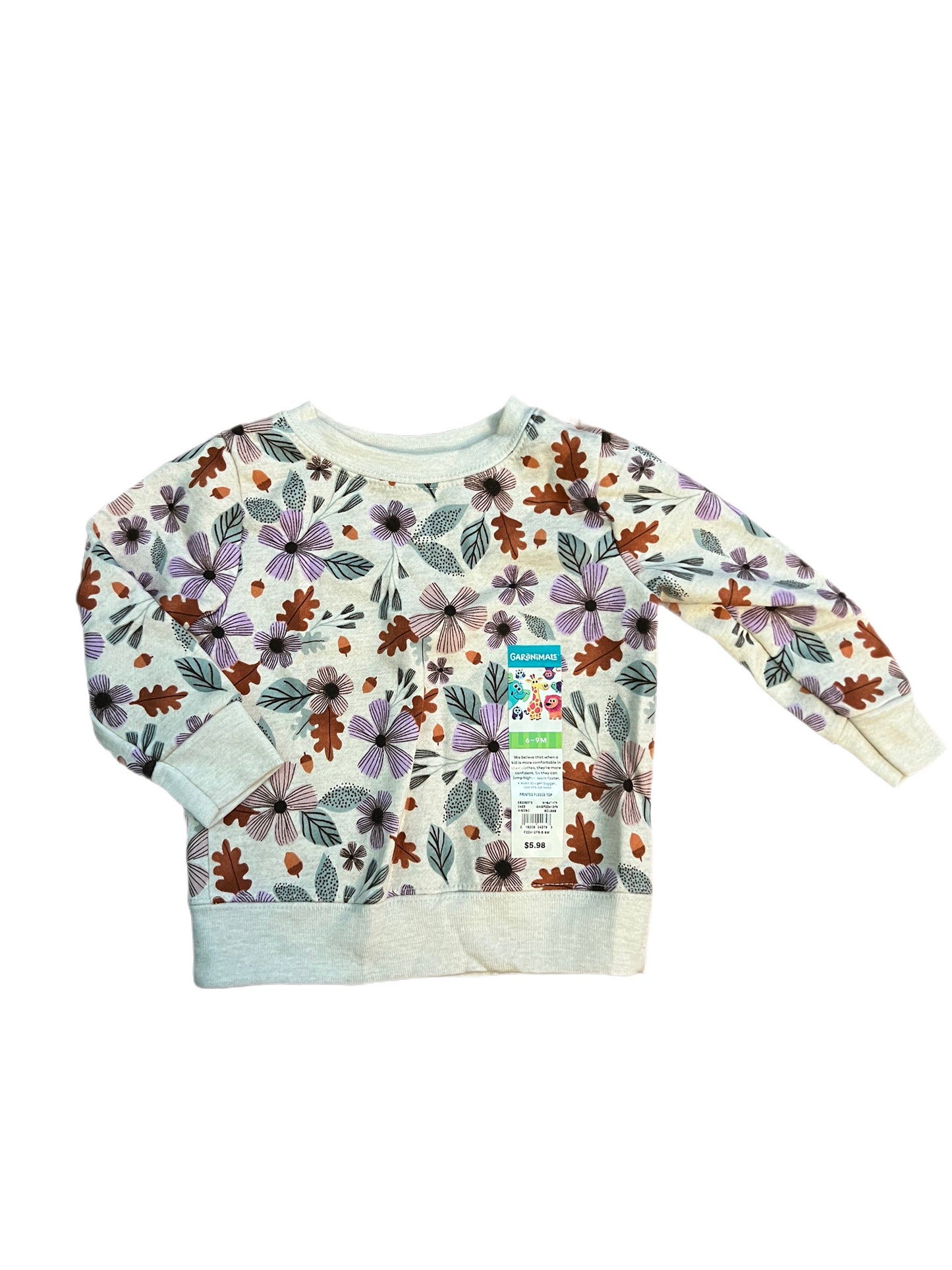 Floral crewneck, 6-9 months