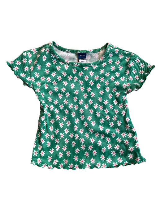 Green daisies t-shirt, 18-24 months