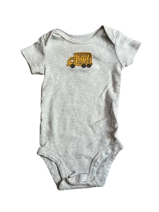 Gray “mommy’s little mover” onesie, 3-6 months