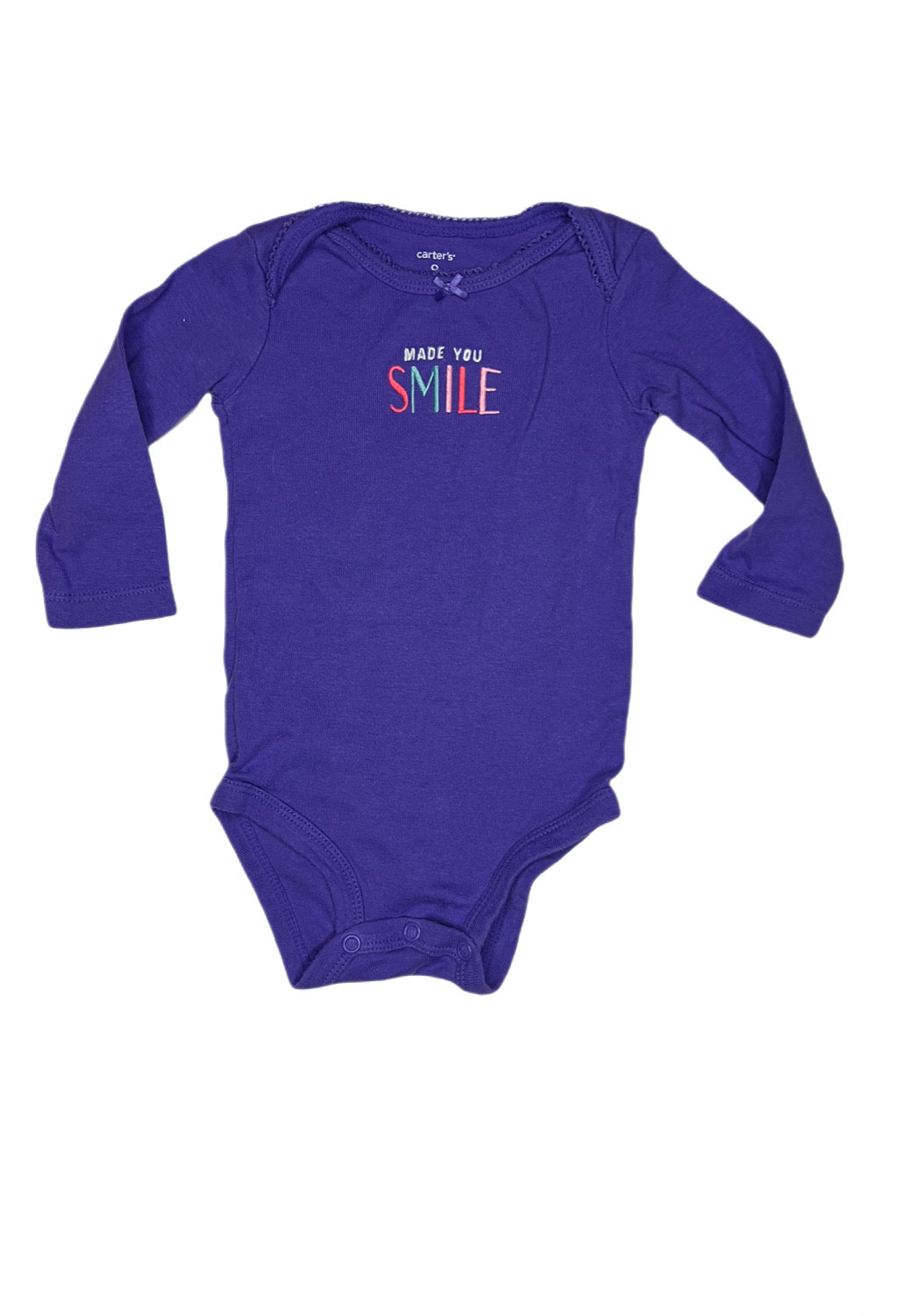 Purple “made you smile” onesie, 9 months