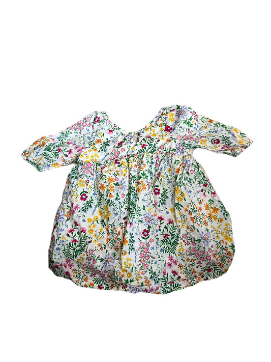 White floral 3/4 sleeve blouse, 0-3 months