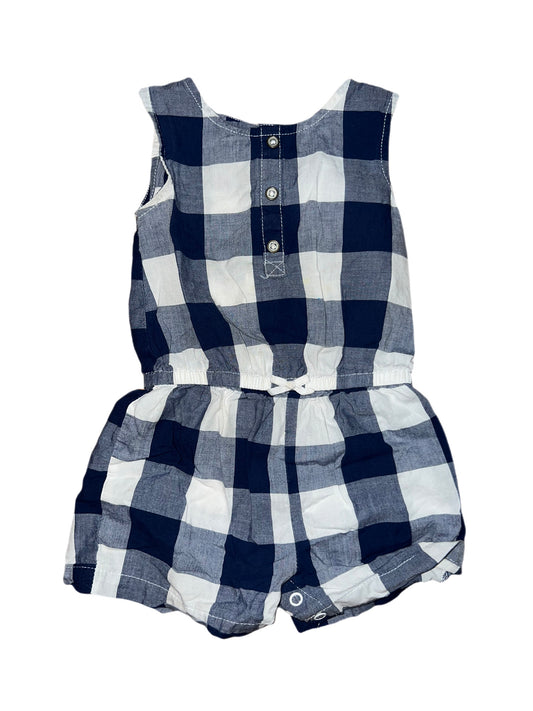 Blue and white plaid romper, 12 months