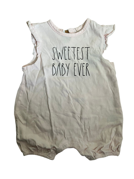 Pink “sweetest baby ever” romper, 6/9 months