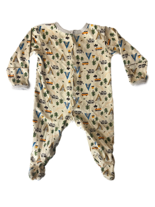 Tan camping button sleeper, 3-6 months