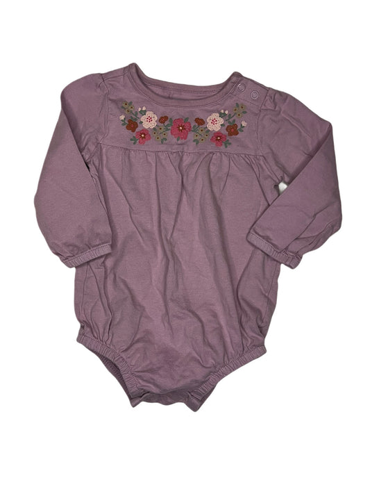 Purple floral front onesie, 12 months