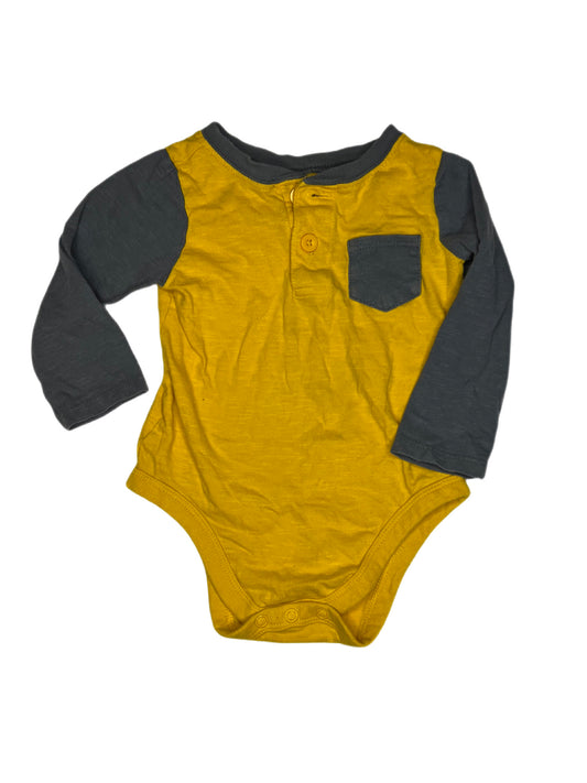 Yellow and gray onesie, 18 months