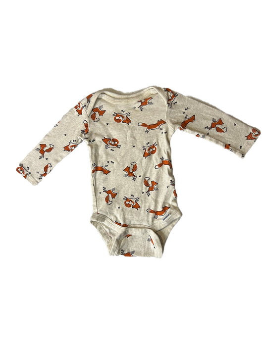 Tan foxes onesie, 0-3 months