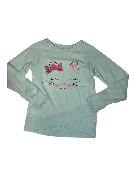 Blue cat face shirt, 10