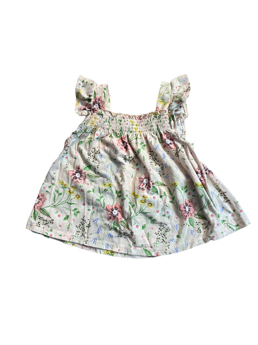 White floral tank, 12-18 months