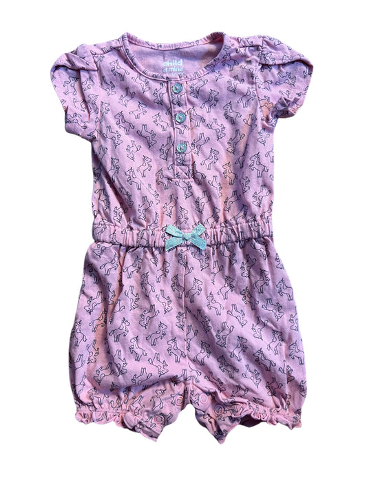 Pink unicorn romper, 3-6 months