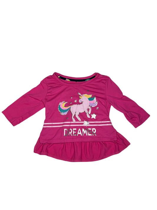 Pink unicorn 3/4 sleeve shirt, 24 months