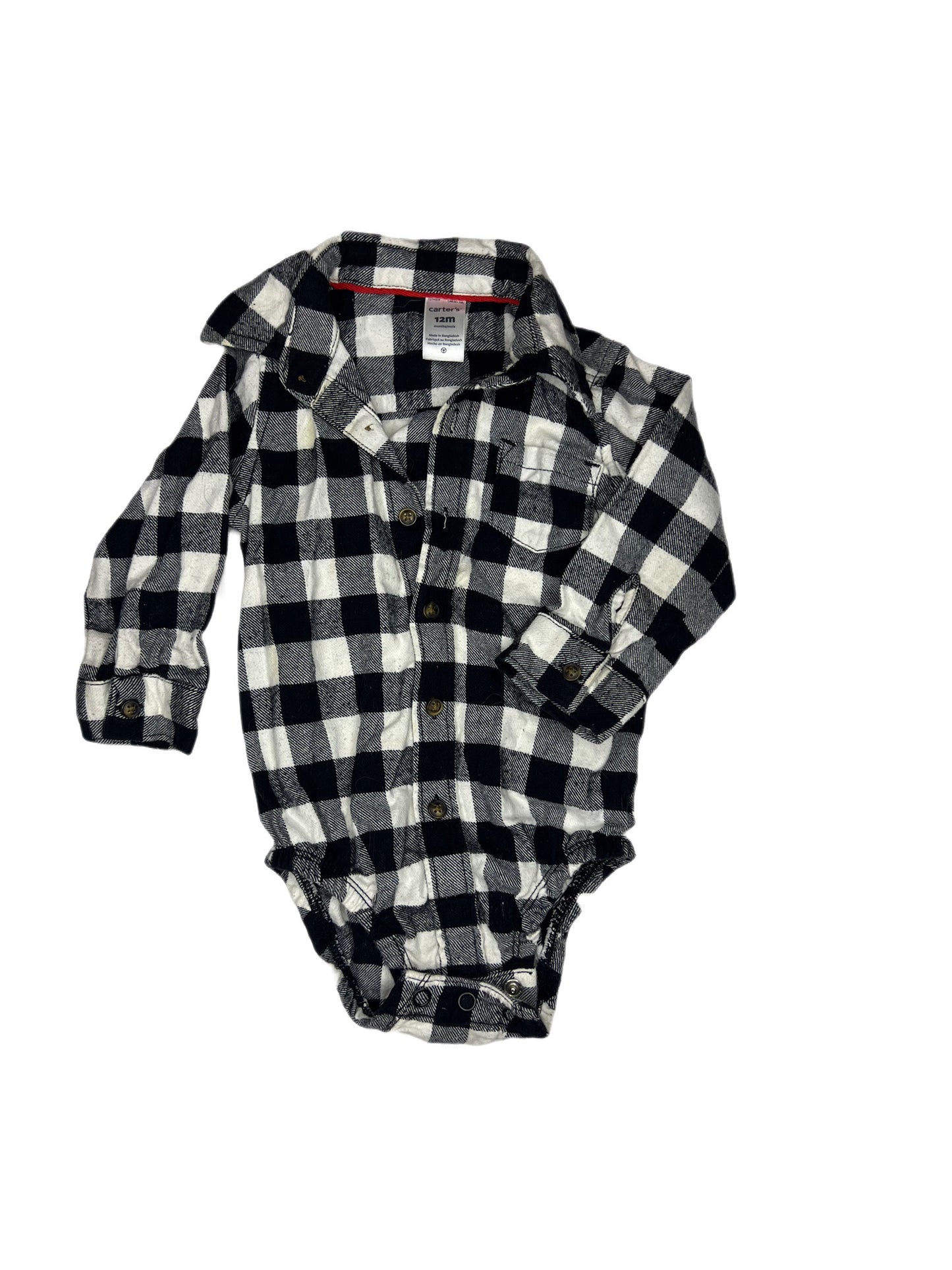 Black and white checkered onesie, 12 months