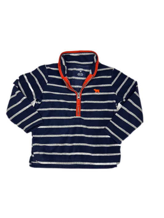 Blue and gray striped 3/4 zip fleece, 3T