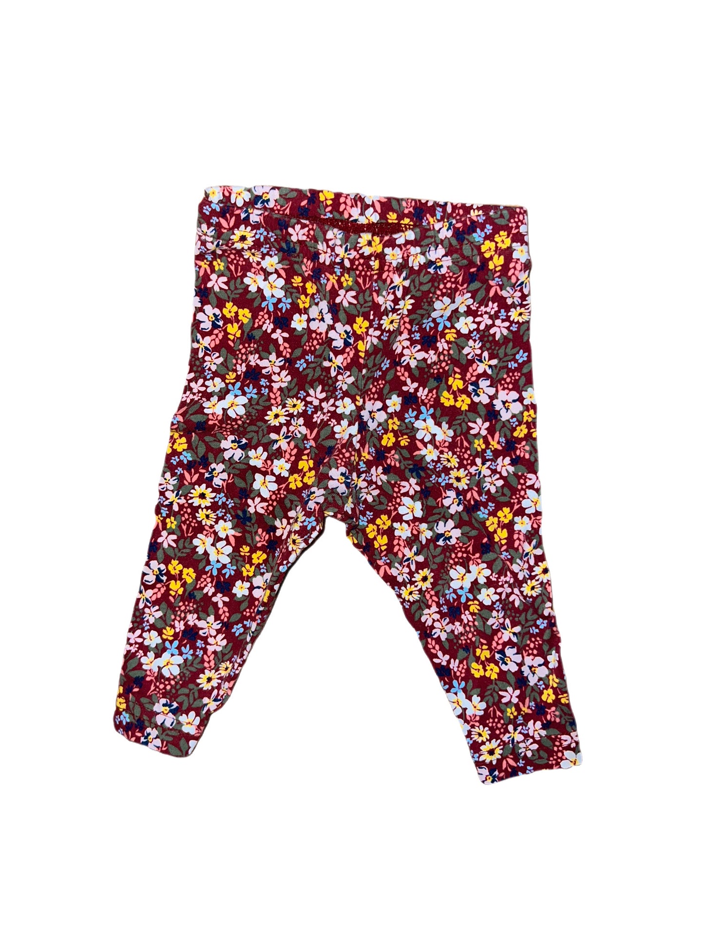 Maroon floral legging, 3 months