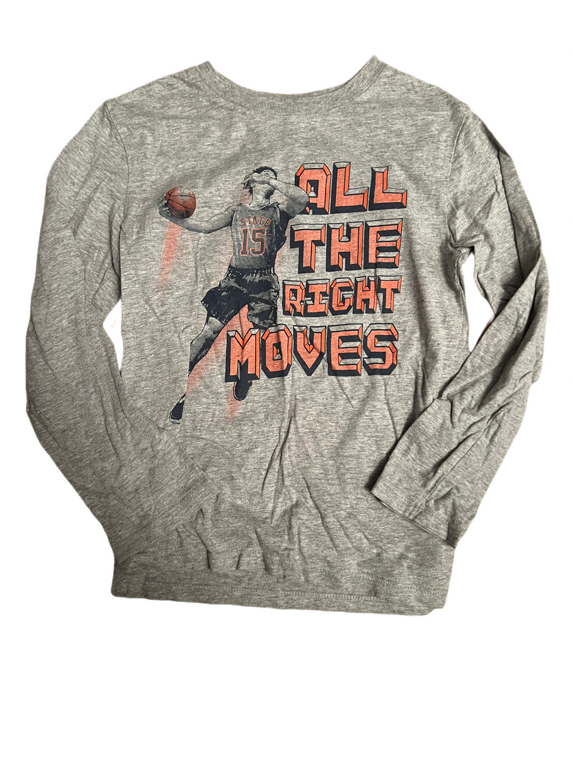 Gray “all the right moves” shirt, 5/6