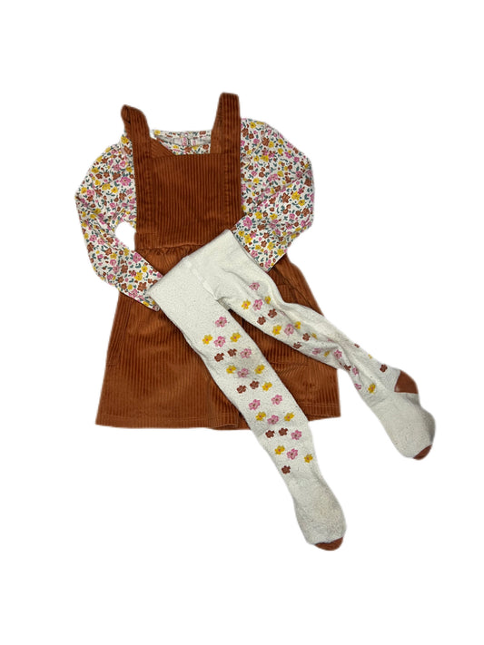 Brown and floral shirt/sock set, 2T