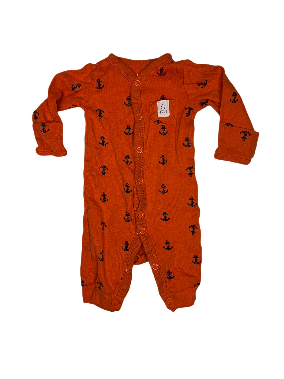 Orange anchor button up sleeper, Newborn