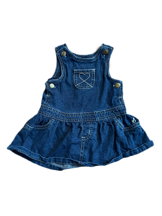 Denim overall dress, 6-9 months