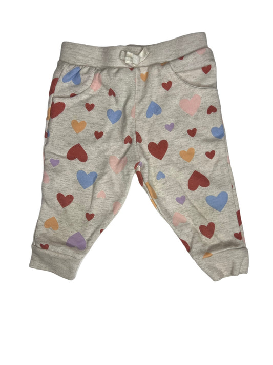 Cream multi heart pant, 6-9 months