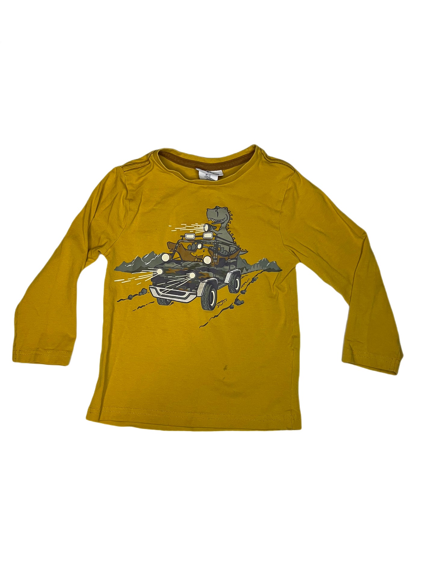 Yellow Dino jeep shirt, 2T