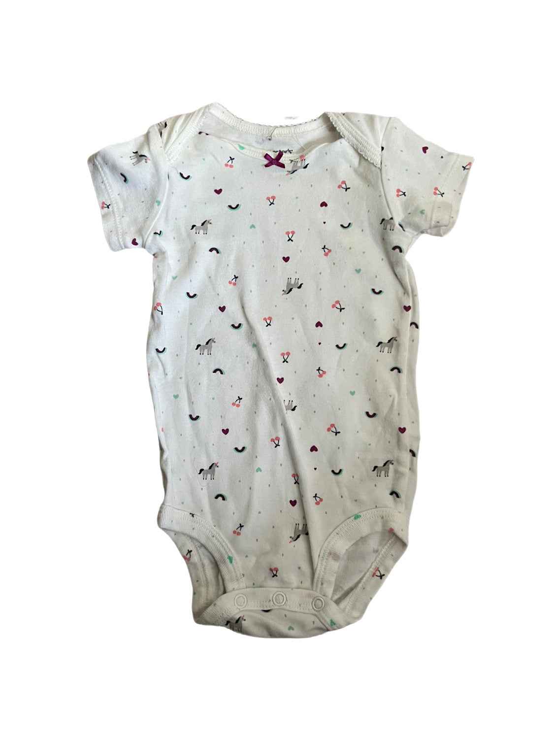 White rainbows and unicorns onesie, 9 month