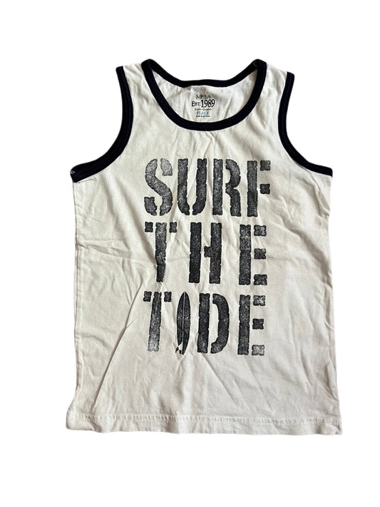 White and navy “surf the tide” tank, 5/6