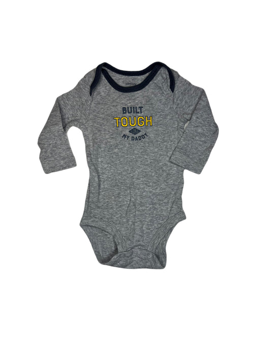 Gray “built tough like dad” onesie, 3 months