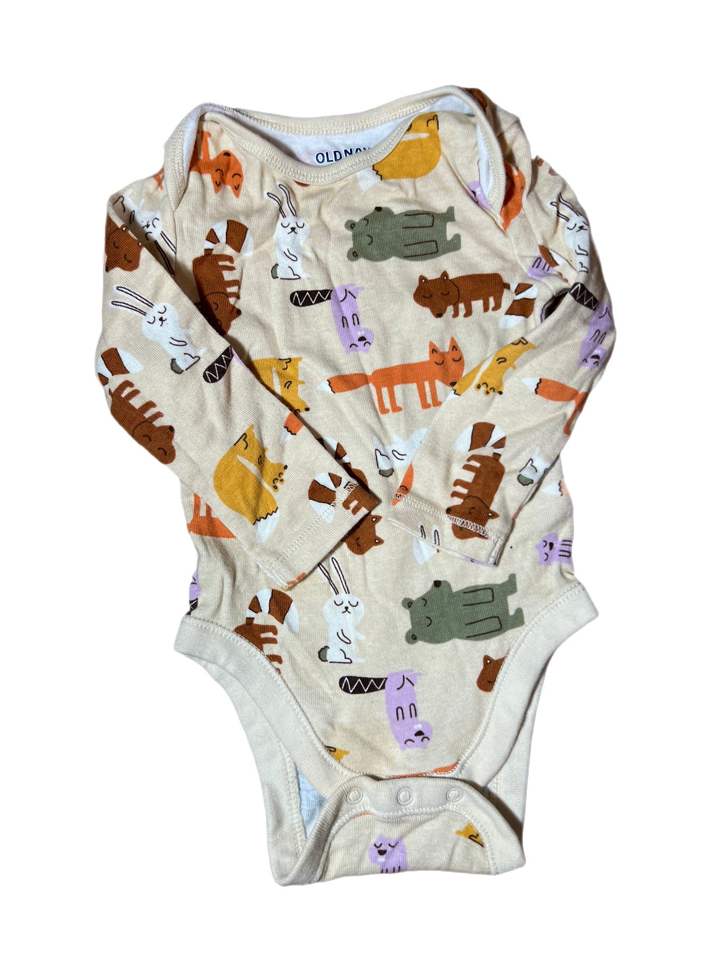 Tan animals onesie, 6-12 months