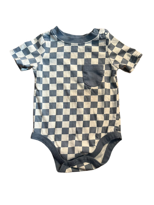 Blue and white checkered onesie, 12 months