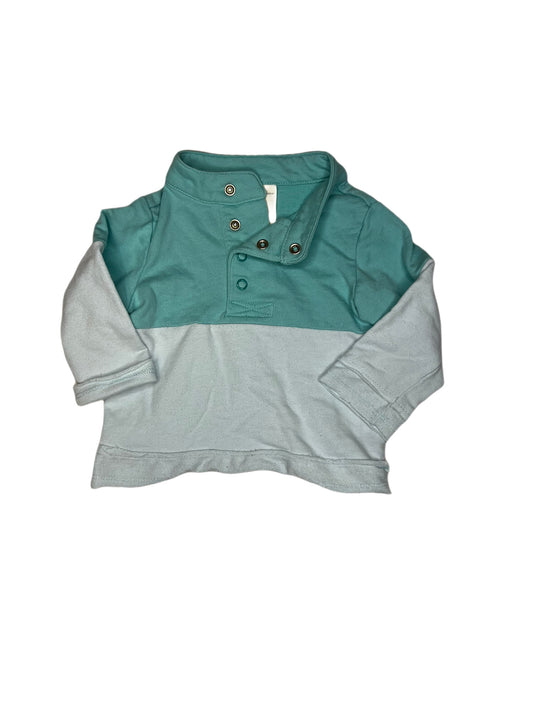 Blue 3/4 button up sweatshirt, 12 months